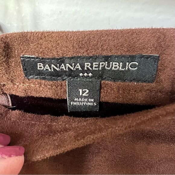 Banana Republic NWT Brown Vegan Faux Suede A-Line Mini Skirt Size 12 - Picture 2 of 14